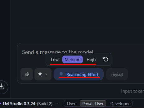 LM StudioのReasoning Effort(考え中...)をLow/Medium/Highで切り替え