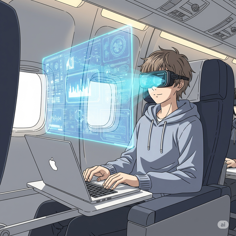 どんなに狭い場所でも大画面で作業できる<br><span class="fnt-75">※Geminiで生成</span>