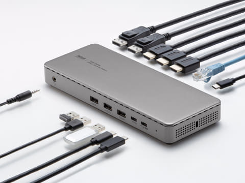 サンワサプライ、PC/Macで3画面出力できるドッキング