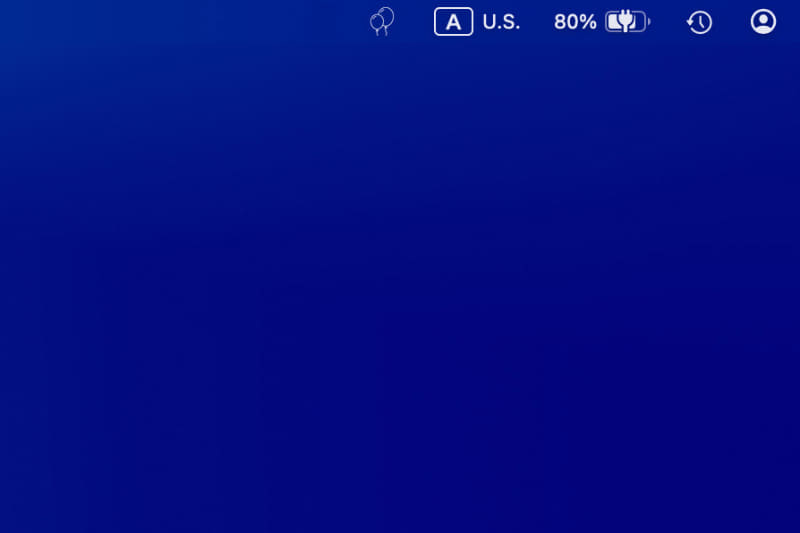 AutoRaiseを起動すると、メニューバーに風船のようなアイコンが表示されます。クリックするとアイコンの色が変わり、機能が有効になります