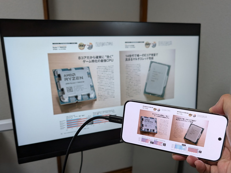 アップデートで機能が追加された従来モデルと同じく、有線による外部モニターへの出力に対応している