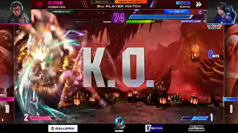 中堅戦はこばやんのザンギエフとsakoのエレナの1戦だったが、初出場のこばやんに対してsakoのエレナが2-0の完封勝利を決めた