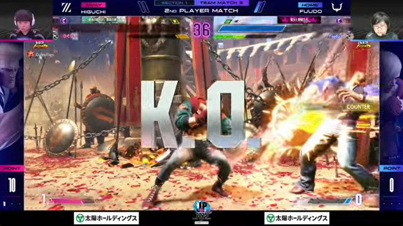 中堅戦、ふ～どのエドとひぐちのガイルの一戦はふ～どが完封勝利を見せる