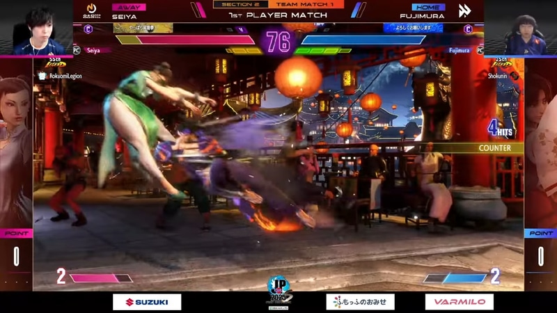 先鋒戦、藤村の舞とSeiyaの春麗の1戦は藤村の舞が勝利を決めた