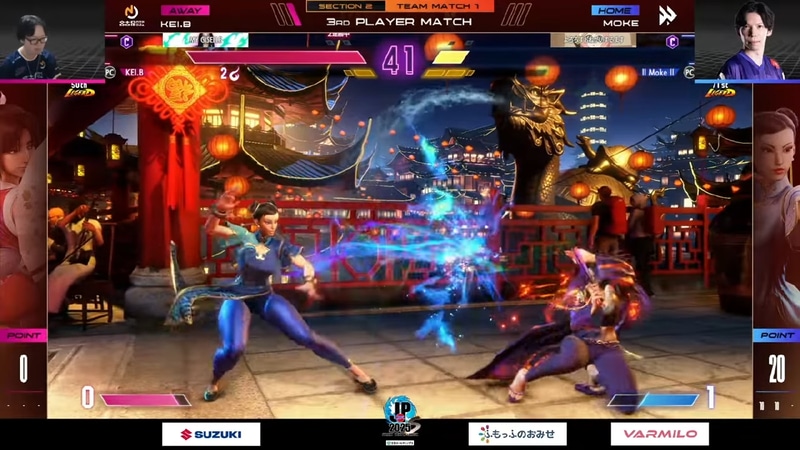 大将戦では、もけの春麗相手に3-0の完封で勝利を決めて、チームを延長戦に導いた