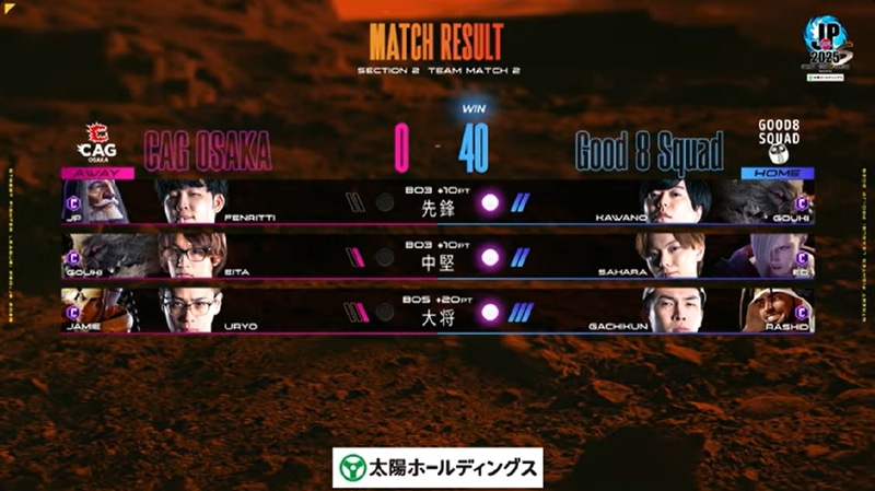 試合結果はGood 8 SquadがSFL2025では初となる40-0の完封勝利を決めた