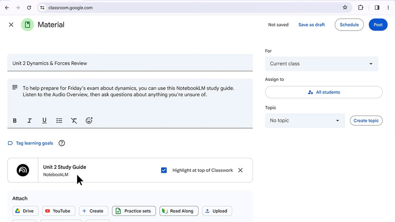 Google Classroomとの連携機能も