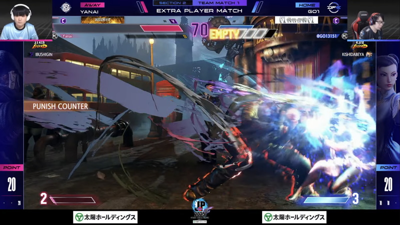 延長戦は因縁含みのヤナイのベガとGO1の春麗による1戦。ここはヤナイのベガがインパクトからの猛攻で勝利を決める大金星！リベンジマッチを勝利し、チームを自ら初勝利に導いた