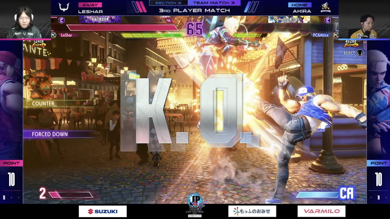 大将戦はあきらのキャミィとLeSharのテリーの1戦。去年のチームメイトは今年の敵！ということでLeSharのテリーが圧倒的な力を見せて見事にあきらのキャミィを3-1で下した