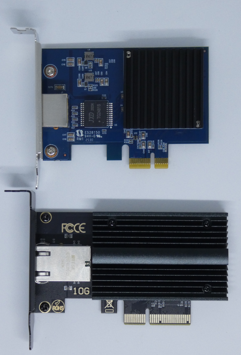 RTL8127搭載NIC(上)とAQC113C搭載NIC(下)
