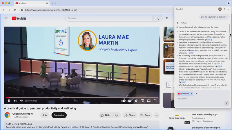YouTube動画の内容を要約してくれる機能。タイムスタンプも提供される