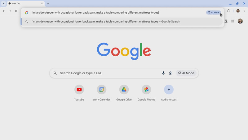 アドレスバーからAIモードを利用可能に
