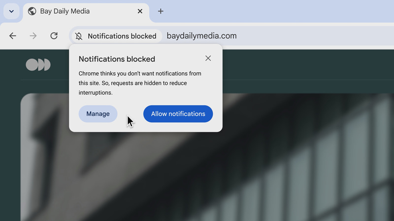 スパムや詐欺の可能性のあるWebサイト通知を検知