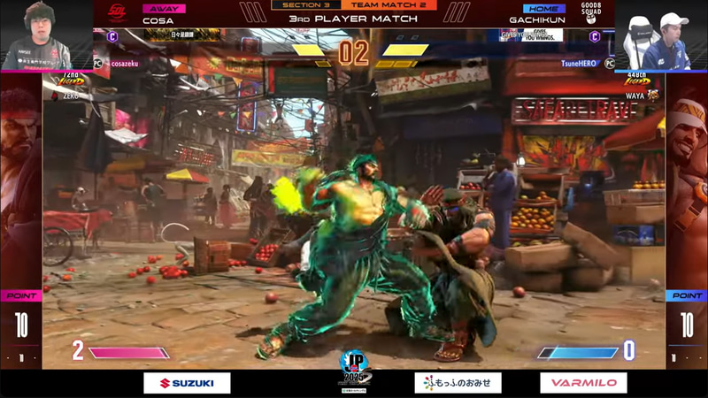 大将戦、1セット目はcosaのリュウが時間ギリギリでラウンド先取から先制する動きを見せたが、最終的にはガチくんのラシードが3連勝で勝利