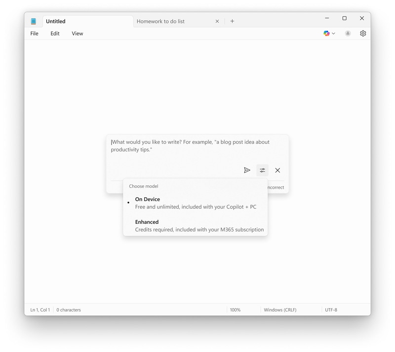 メモ帳のAI機能使用イメージ