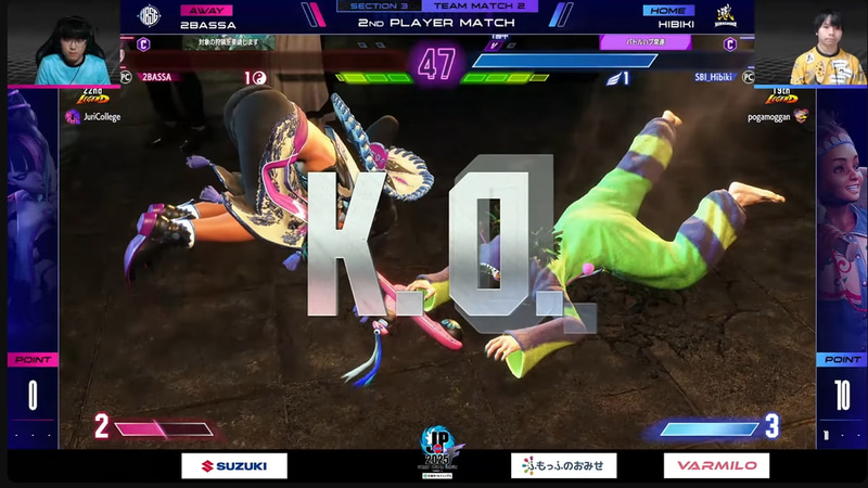 中堅戦はひびきのリリーと2BASAのジュリの1戦。ひびきのリリーが読み合いで上回り2-1で勝利