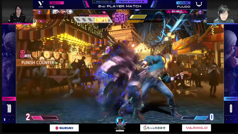 中堅戦はふ～どのエドとtsの豪鬼の1戦だが、ここはtsの豪鬼のエド対策が刺さり、2-1で勝利