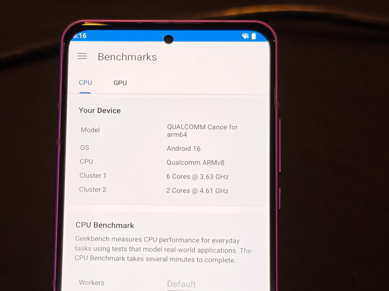 GeekbenchのCPU情報で確認すると2つのクラスタ(CPUコアのかたまり)のうち、クラスタ1が6コア(これがパフォーマンスコア)で3.63GHz、クラスタ2が2コア(これがプライムコア)で4.6GHzであることが分かる