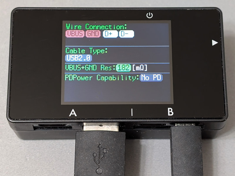 A-microBケーブルはもともとUSB PDに対応しないので「No PD」と表示される