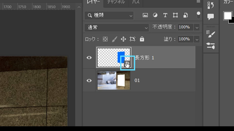 レイヤーのサムネイルにあるスマートオブジェクトのアイコンをダブルクリックすると、スマートオブジェクトのデータが別ドキュメントとして開かれます