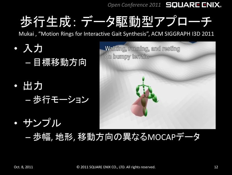 データ駆動型アプローチの歩行モーション生成
