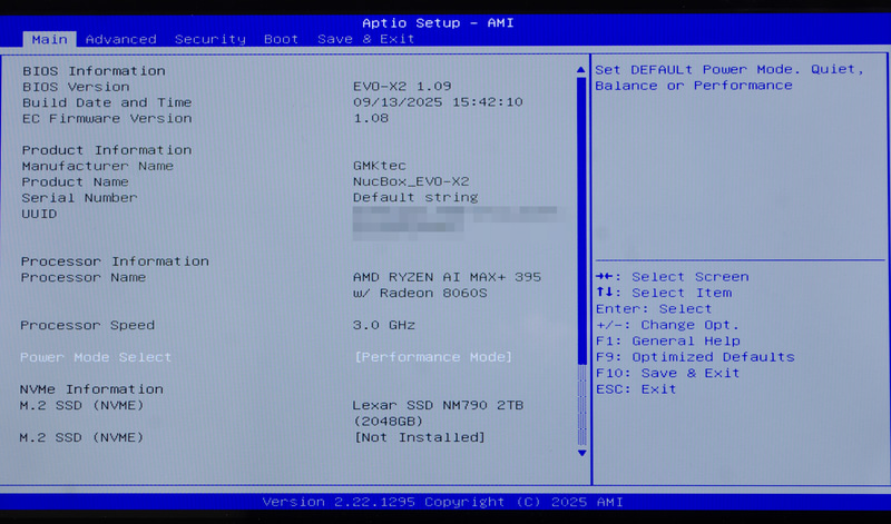 BIOS / Main。起動時[DEL]キーで表示