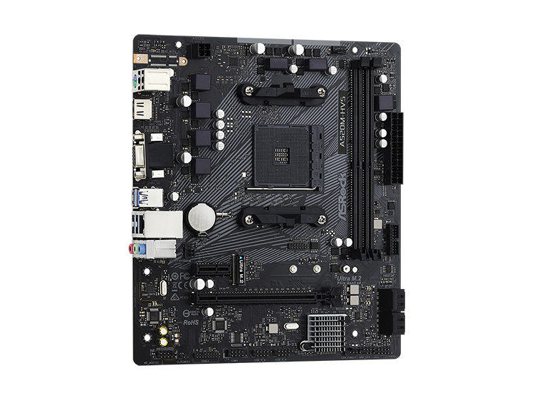 AMD A520チップセットを搭載するASRockのmicroATX対応マザーボード「<a href="https://www.asrock.com/mb/AMD/A520M-HVS/" class="n" target="_blank">A520M-HVS</a>」。実売価格は5,000円前後と同チップセット搭載モデルの中でもかなり安い