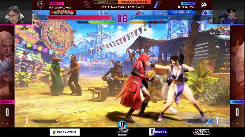 先鋒戦、りゅうきちの舞とかずのこのキャミィの1戦はりゅうきちの舞が2-0ストレートで勝利