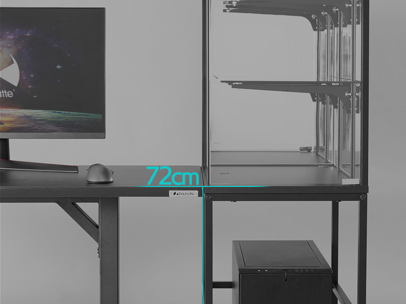 フィギュア棚の底面は地上高72cmの位置に設定