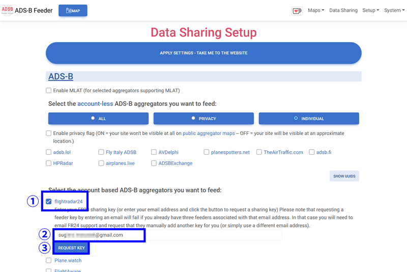 とりあえず今回はFlightradar24以外のチェックは外しておく