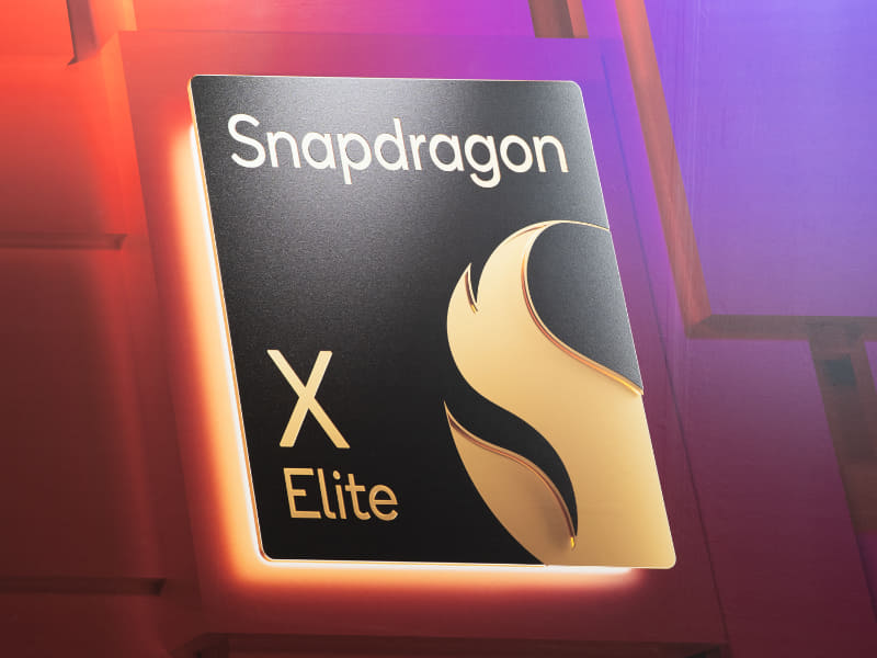 Snapdragon X Eliteのロゴが体験会場のメインビジュアルに据えられていた