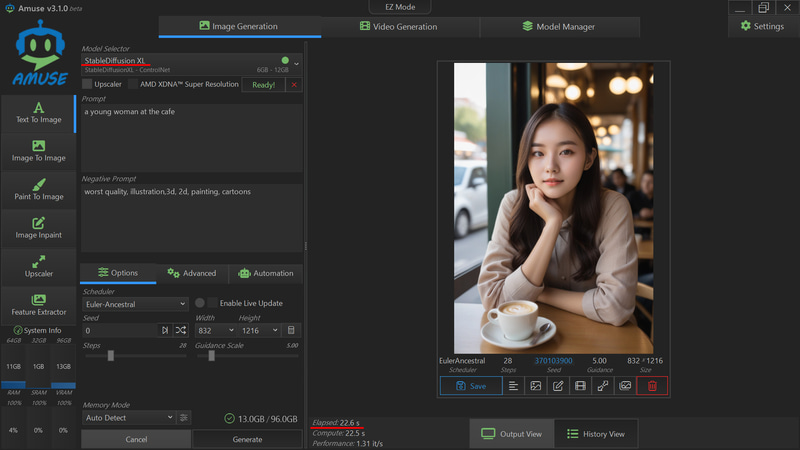 汎用SDXL、832x1216/28 steps、22.6s