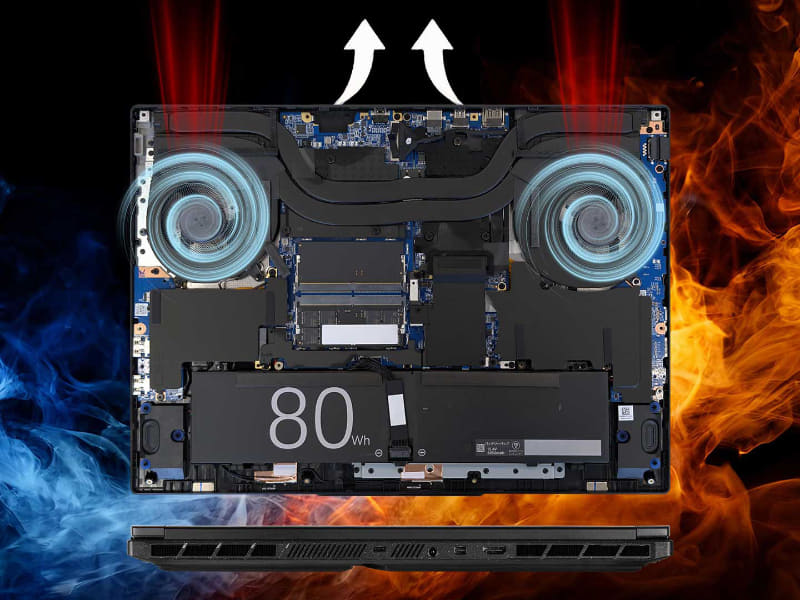 吸気流を利用して冷却効率を高めるエアフロー設計を採用している