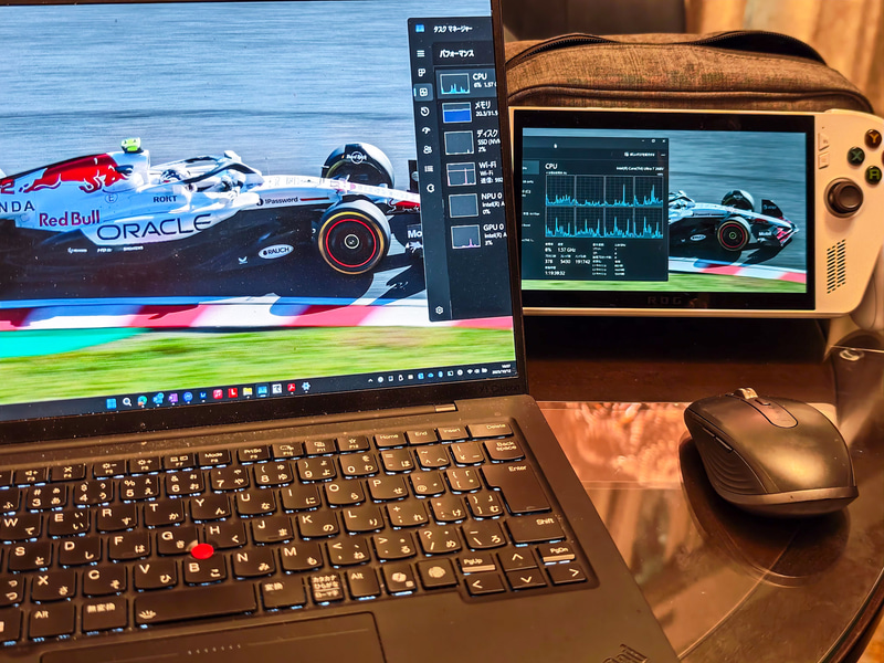 ゲーミングデバイスと言われても、ついついPCとして使いたくなる……。出張先のホテルで「ワイヤレスディスプレイ」(Wi-Fi Miracast機能)を利用してメインPCのセカンダリモニターにしたところ