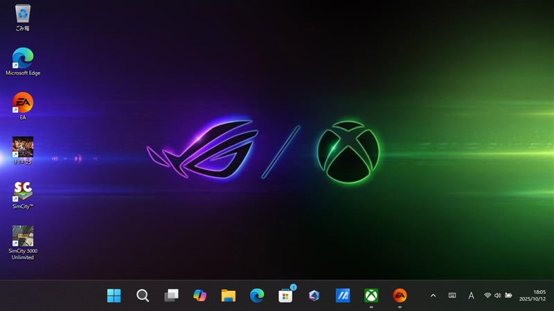 Windowsデスクトップに切り替えたところ。こうなると普通のWindowsデバイスで、タッチパネルで操作できる