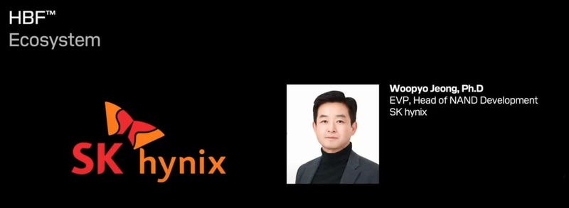 半導体メモリのイベント「FMS(the Future of Memory and Storage)」でSandiskが2025年8月6日(米国時間)に実施した基調講演では、ゲストとしてSK hynixのNAND開発担当エグゼクティブバイスプレジデントのW. Jeong氏が登壇し、HBFの協力関係について挨拶した