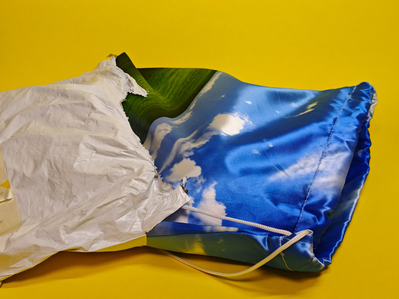 あけるとXP大草原柄の巾着が入っていた