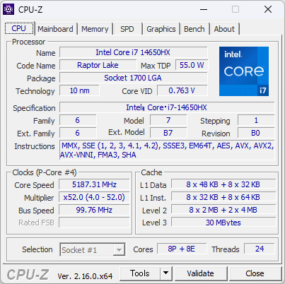 Intelの16コア/24スレッドCPU「Core i7-14650HX」