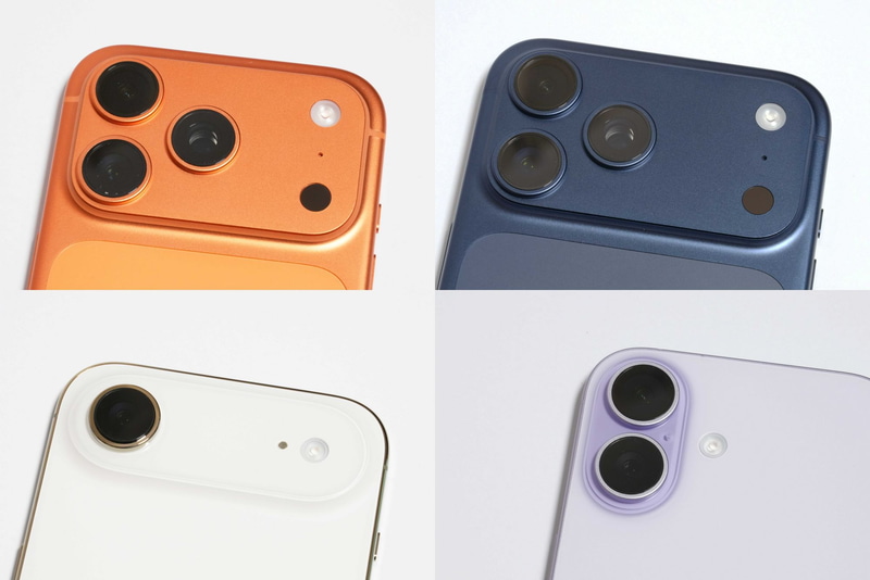 17 Pro/17 Pro Maxはトリプル、Airはシングル、17はデュアルカメラ構成