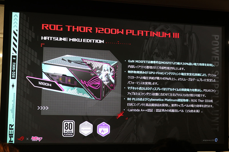 ROG Thor 1200W Platinum III Hatsune Miku Editionの特徴