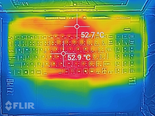 サイバーパンク2077動作開始から24時間後のサーモグラフィ。12時間後とほとんど変わらない温度になった