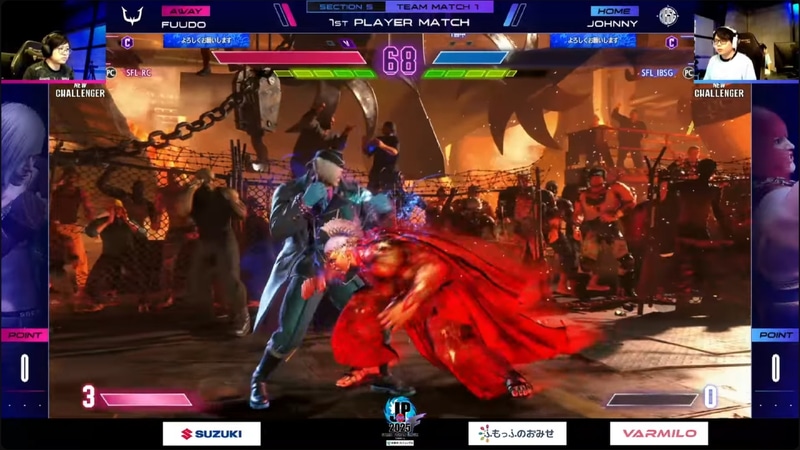 先鋒戦はジョニィのマリーザとふ～どのエドの1戦。途中ジョニィのマリーザも1セット取り返すも、ふ～どのエドが2-1で勝利