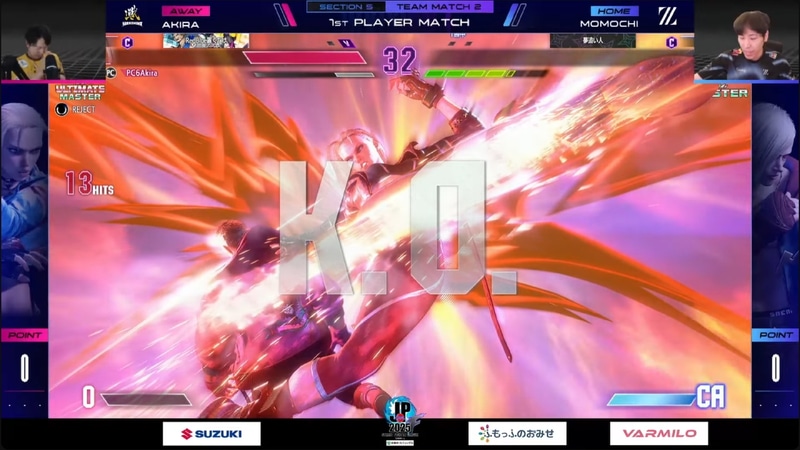 先鋒戦、あきらのキャミィとももちのエドは2-1であきらのキャミィが勝利