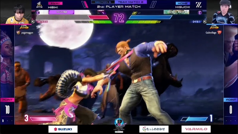 中堅戦はひびきのリリーとひぐちのガイルの1戦。ここはひびきのリリーが2-0勝利で広島TEAM iXAが20ポイントリード