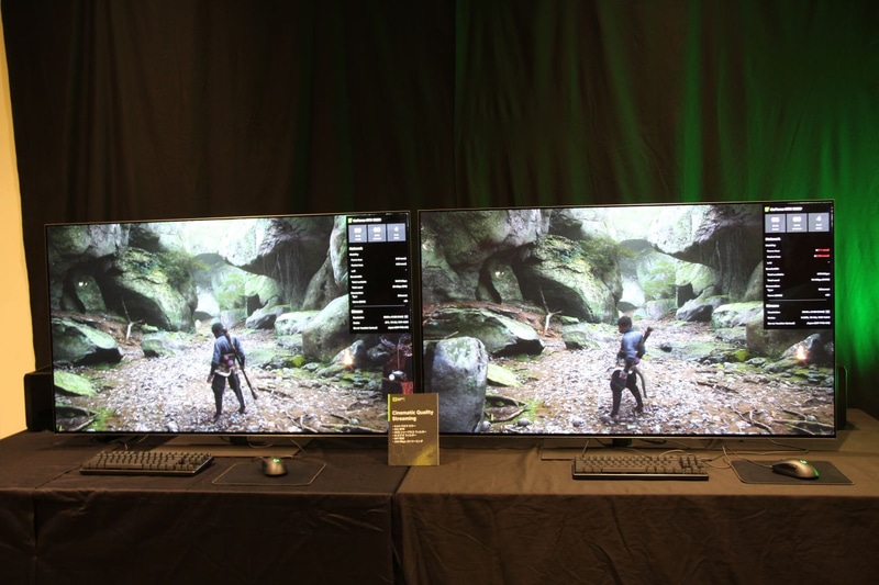 左: YUV 4:2:0(つまりCQSオフ)での表示、右: YUV 4:4:4(CQSオン)での表示。ゲーム内の立ち位置やアングルは一致していないため、画像はあくまで参考