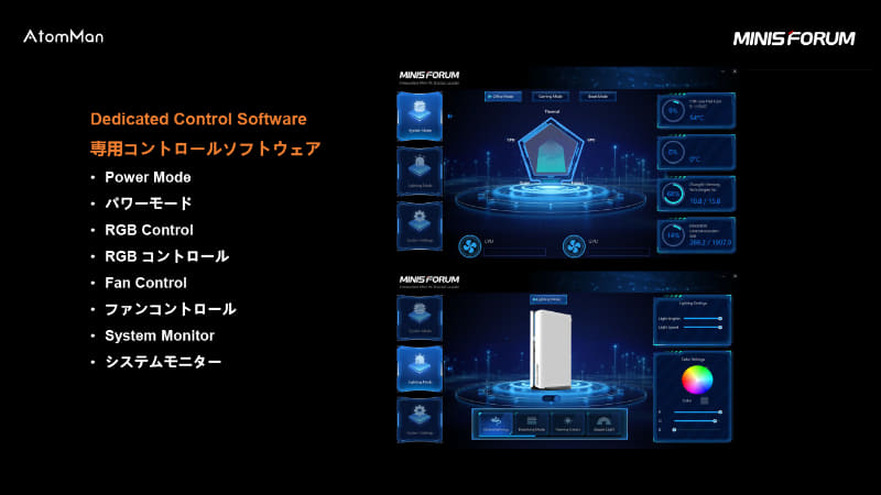 ソフトウェア上からカスタマイズできる