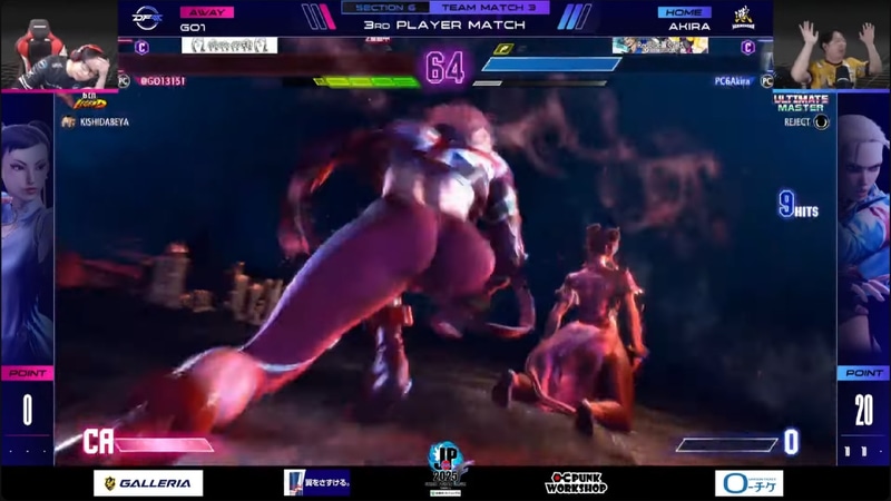 大将戦、あきらのキャミィとGO1の春麗の1戦はあきらのキャミィの動きが絶好調！3-1で勝利した