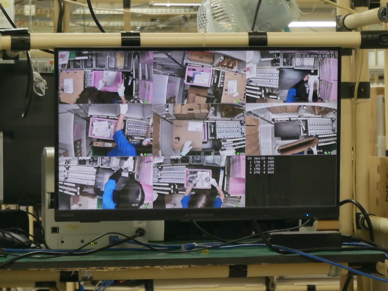 作業者の手元を映した映像を表示。正しい作業が行なわれていることを確認する