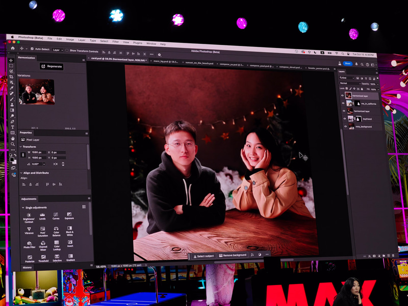 2024年のAdobe MAX SneaksでデモされたProject Perfect Blend、今年のMAX合わせで公開されたPhotoshop 2026(v27.0)で「調和」機能として搭載された