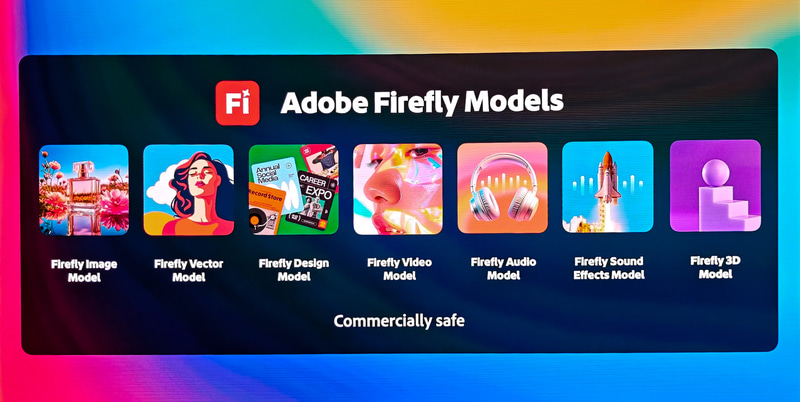 Adobeは自社モデルとサードパーティ AIモデル、さらに自社モデルがベースのカスタムAIモデルの3種類が利用できることがメリットだとアピールした